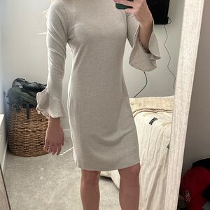 Elegant Cream Dress with Flared Sleeves